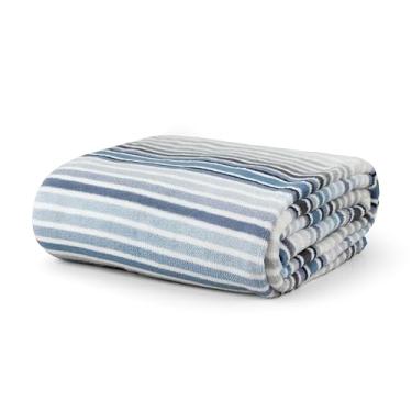 Imagem de Cobertor Queen Manta Microfibra Fleece 01 Peça (Toque Aveludado) Pop Listrado Azul