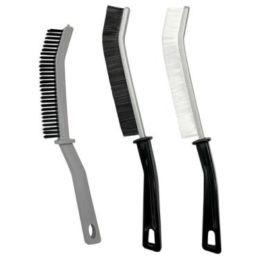 Imagem de Escovas de limpeza de cerdas firmes para uso doméstico - Escova resistente para esfregar pequenos espaços, ferramenta de limpeza fina com cabo longo para argamassa, lacuna de pia, trilhos de janela,