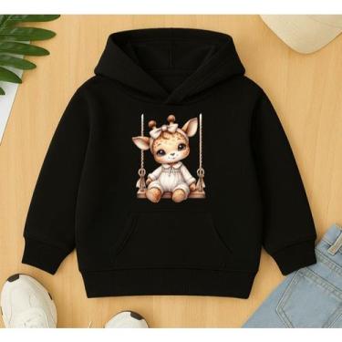 Imagem de Moletom Canguru Infantil Estampa Girafa no Balanço Lindo Agasalho Blus