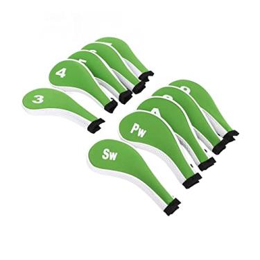 Imagem de Drfeify 10 PCS Golf Iron Head Chead Conjunto Com Zíper - Cabeças de Campo de Golfe Robustas Com Amplo Design de Abertura para Facilitar o Uso (Branco verde)