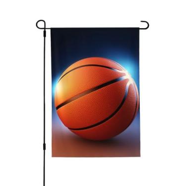 Imagem de Bola de basquete bandeira de jardim 71 x 101 cm bandeiras decorativas bandeiras de boas-vindas bandeira dupla face bandeira de fazenda bandeira resistente ao desbotamento para decoração de casa de