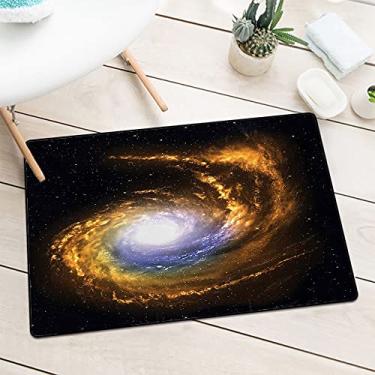 Imagem de Tapete de porta Galaxy durável, tapete de boas-vindas externo interno antiderrapante para entrada, tapete de baixo perfil para quintal, garagem, áreas de alto tráfego L 80 x C 118 cm, laranja preto