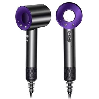 Imagem de Secador de Cabelo 110v Iônico Secagem Rápida Ar Quente/Frio Silencioso 1600W (Roxo/Cinza-220v)