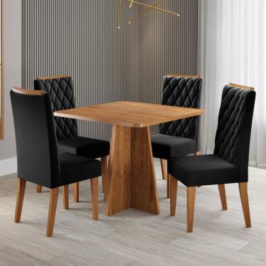 Imagem de Mesa de Jantar 4 Lugares Vang - Viero Móveis Marrom/Preto - Viero Móveis