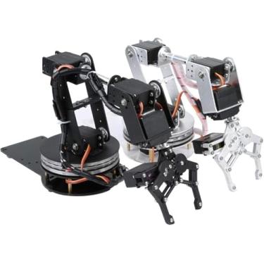 Imagem de Kit De Braço Robótico De Metal 6 Eixos 6 Dof Para Arduino, Braço Mecânico De Manipor Robótico Com Base Rotativa De 360 Graus, 4 Servos Mg996 E 2 Servos Digitais Para Educação D, Silver