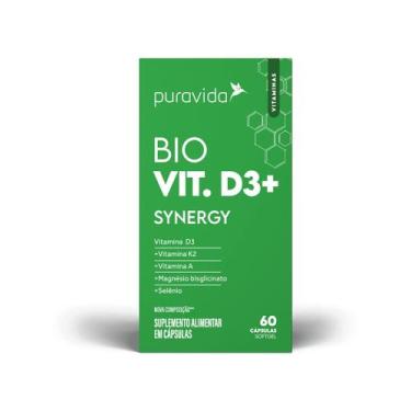 Imagem de Vitamina D3 Synergy K2 A Magnésio Bisglicinato Selênio Puravida  60 cá