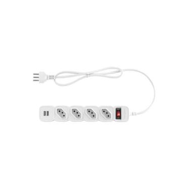 Imagem de Protetor Eletronico Intelbras Epe204 4 Tomadas 2 Usb Branco - INTELBRA