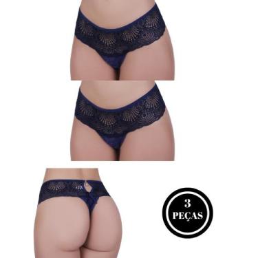 Imagem de KIT 3 Calcinha Renda Biju Tanga Lingerie - c4 KIT 3 PINGENTE - TERRA E