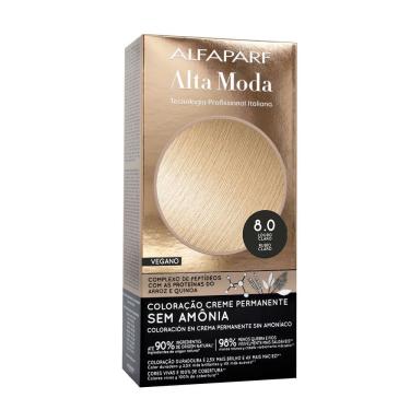 Imagem de Coloração Creme Permanente Alfaparf Alta Moda Vegano Sem Amônia 8.0 Louro Claro