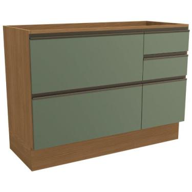 Imagem de Balcão de Pia 120cm com Rodapé 1 Porta 4 gavetas Maxxi Kappesberg (sem