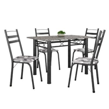 Imagem de Conj De Mesa Itália Com 4 Cadeiras 1,20m Dark/Granito - ARTEFAMOL