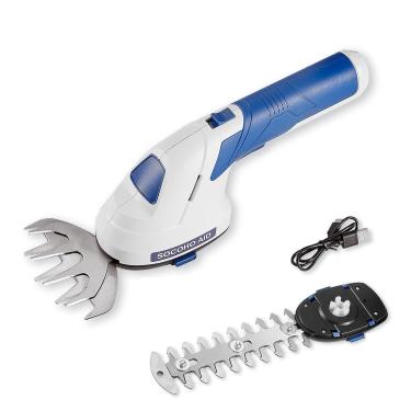 Imagem de SOCOHO AID Tesoura De Poda Cerca Viva Sem Fio - 2 Em 1, Cortador Elétrico Portátil Arbustos 7,2 V, Bateria Recarregável E Tipo C