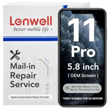 Imagem de Lenwell Serviço de reparo por correio com substituição de tela original OEM para iPhone 11 Pro de 5,8 polegadas, digitalizador de tela LCD 3D Touch Assembly A2160 A2217 A2215 (Serviço de reparo, sem