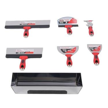 Imagem de Zhjvihx Kit De Ferramentas Drywall Conjunto De Raspador De Aço Inoxidável Raspador De Mão 14 Polegadas Lama Pan para Drywall Reparação Acabamento Removendo Papel De Parede, Aperto