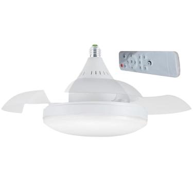 Imagem de Luminária com Ventilador de Teto, Ventilador De Teto Com Operação Silenciosa, Luz LED Dimerizável 4 Velocidades Base E27 Com Comando Para Sala