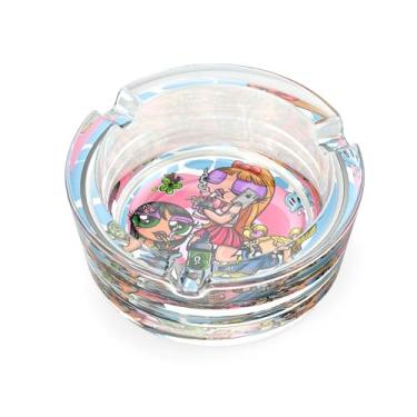 Imagem de Cinzeiro de vidro, cinzeiros domésticos, cinzeiros legais cinzeiro bonito redondo transparente (amarelo)