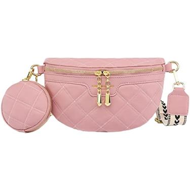 Imagem de Eiyiuer Pequena Bolsa Transversal Sling, Bolsas De Couro Real Fay Packs Bolsas De Peito Para Mulheres, Bolsas De Ombro Multiuso Para Telefone Transversal Para Senhoras, Pink
