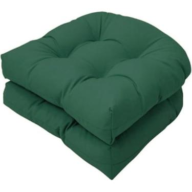 Imagem de Almofada Em Forma De U Almofada De Assento De Sofá Para Uso Interno E Externo Almofada De Cadeira De Vime De Vime Para Móveis De Pátio, Dark Green, 2 pack (48 * 48cm)