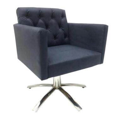 Imagem de Poltrona Nina Capitonê Giratória Sued Azul Marinho - Sua Casa Decor