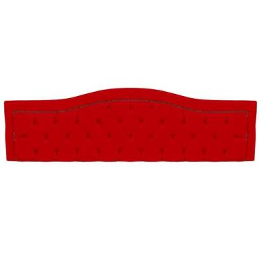 Imagem de Painel Realeza Estofado para Cama Casal 140cm Suede Vermelho - Bem Ryl
