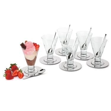 Imagem de Conjunto Sorvete Com Prato Colher E Taça Vidro 6 Peças Forma