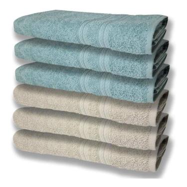 Imagem de 6 Toalhas Grande Felpudas E Grossa 80x150 Bege+verde