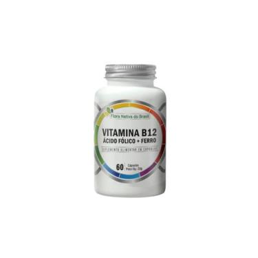 Imagem de Vitamina B12 Metilcobalamina + Ácido Fólico + Ferro 60 caps Flora Nati