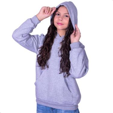 Imagem de Blusa Moletom Infantil Masculina Feminina Básica Sem Estampa Flanelada