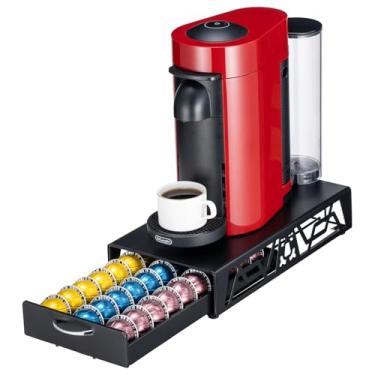 Imagem de FlagShip Gaveta Vertuo Pod moderna de metal preto organizador de cápsulas de café e economia de espaço para suporte de cápsulas Nespresso (capacidade de 30 cápsulas Vertuo)