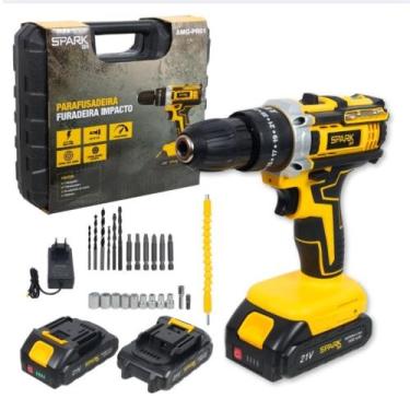 Imagem de Furadeira Parafusadeira Impacto SparkBr AMGPR01 21V 26 Acessorios 2 Ba