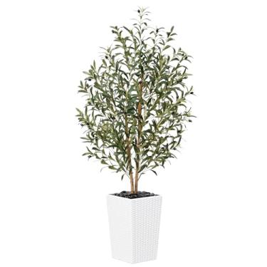 Imagem de VeriNatural Oliveira artificial de 150 cm - planta artificial alta com proteção UV com vaso grande para ambientes internos e externos, folhas de seda falsa e tronco de madeira real - árvore falsa para