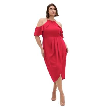 Imagem de City Chic Vestido feminino plus size - Love Siren Ruffle Shoulder, Sirene vermelha, 50