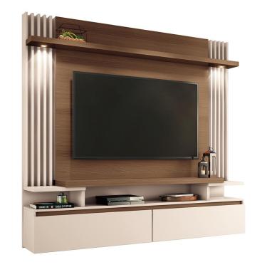 Imagem de Home Suspenso Cosmo para TV até 55” - HB Móveis Castanho/Off White