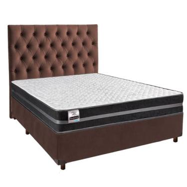 Imagem de Conjunto Cama Box Marrom Casal + Colchão Molas Ultralastic Bogota Indu
