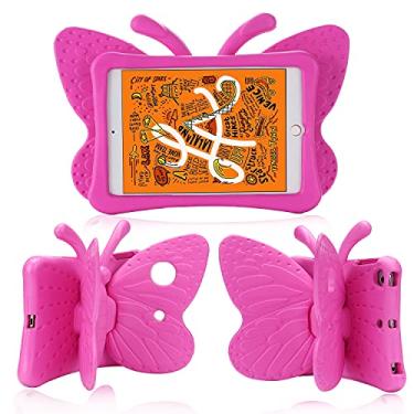 Imagem de Simicoo iPad Mini 6 8.3 Cute Butterfly Case for Kids Girl Light EVA Kids case with Stand Pencil Holder Shockproof Rugged Heavy Duty Kids Friendly Tablet Case for iPad Mini 6 (Rose)