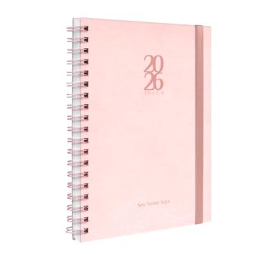 Imagem de Agenda Planner Semanal Plus 2026 Personalizada Solid Touch Tipo Couro Rosa