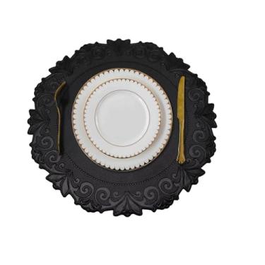 Imagem de Conjunto de 4 jogos americanos para mesa de jantar, redondo, de couro sintético, vintage, em relevo, impermeável, limpável, resistente ao calor, decoriação para cozinha, festa de casamento, ambientes