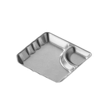 Imagem de Prato jiaozi de aço inoxidável retrô simples doméstico chinês para fazer prato de lanche antigo criativo requintado - dois pratos quadrados de lanche.