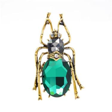 Imagem de Broche de animal de besouro de strass para mulheres unissex antigo banhado a ouro criativo moda cristal abelha inseto broches alfinetes de lapela acessórios de vestido delicado decoração de arte