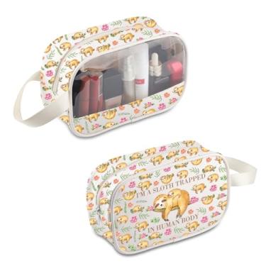 Imagem de BDPWSS Bolsa de maquiagem de preguiça presentes para amantes de preguiças I'm A Sloth Trapped In A Human Body Zipper Pouch Animal Lover Gifts Zoologist Gifts, Sloth Trapped MB