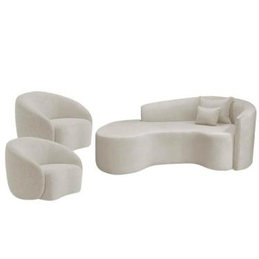 Imagem de Kit Recamier Curvo Sala de Estar Inglaterra 180cm Lado Esquerdo e 2 Po