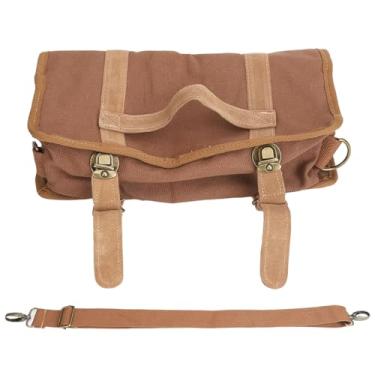 Imagem de Bag do kit de barra de bolsa de ferramentas de barman Bolsa de tela impermeável Vários Compartimentos Portátil Bolsa de Rolagem Up com alça de ombro para acampar e viagens ao ar (Marrom)