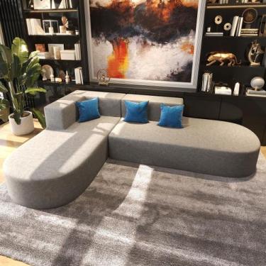 Imagem de Sofá Curvo Feijão Orgânico 3 Lugares  Decoração Moderna e Conforto Exc