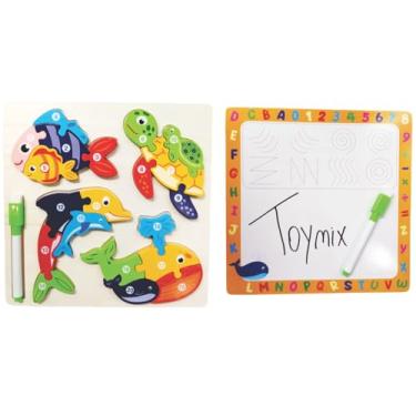 Imagem de Quebra-Cabeça Filhotes + Quadro Branco em MDF Fundo do Mar, Toy Mix, unidade, 0-336.72.250
