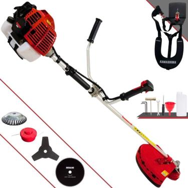 Imagem de Roçadeira Lateral Completa Kawashima KW52L Motor 2T 52cc 10000rpm 2,5HP de Potência Com Carretel e Faca 3 Pontas + Faca 80 Dentes + Escova de Aço