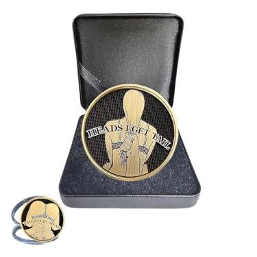 Imagem de Funny Heads and Tails Coin with Gift Box – Double Sided Lucky Challenge Coin for Adults – Gag Gift, Novelty Flip Token, Prank Collectible for Men, Couples, and Friends
