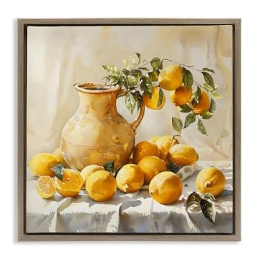 Imagem de Stupell Industries Arte de parede vintage Lemons and Pitcher Brown Framed Floater Canvas da LSR Creative Studio, 25 x 25