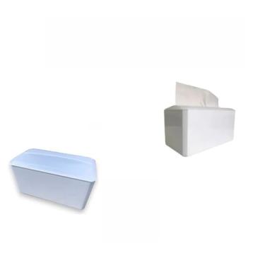 Imagem de Kit 2 Dispenser Interfolha Porta Papel Toalha Papeleira De Mesa 250 Folhas Branco ou Preto(Branco + Branco)