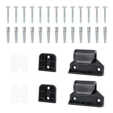 Imagem de Portão Retrátil para Bebé Peça Substituição Preto 140x83,8cm Kit Extensão Portão Retrátil Bebé com 2 Fechos 2 Suportes e 1 Conjunto Parafusos para Portas Telescópicas Bebés e Animais Estimação