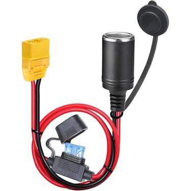 Imagem de QOFOWIN Cabo de extensão 12AWG XT90 para isqueiro fêmea de motocicleta 12V-24V para carregadores e acessórios de bateria de conexão rápida universal XT90.